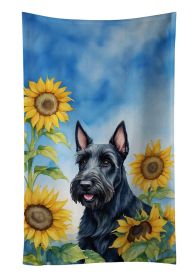 Scottish Terrier in Sunflowers Kitchen Towel Dish Cloths Guest Hand Towel Decorative Bathroom Towel for Face,Tea, Dishcloth, Kitchen and Bath
