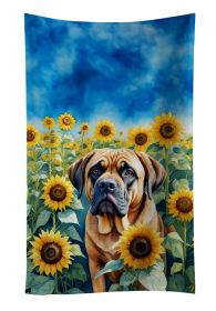 Mastiff in Sunflowers Kitchen Towel Dish Cloths Guest Hand Towel Decorative Bathroom Towel for Face,Tea, Dishcloth, Kitchen and Bath