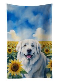 Great Pyrenees in Sunflowers Kitchen Towel Dish Cloths Guest Hand Towel Decorative Bathroom Towel for Face,Tea, Dishcloth, Kitchen and Bath