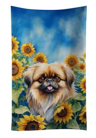 Pekingese in Sunflowers Kitchen Towel Dish Cloths Guest Hand Towel Decorative Bathroom Towel for Face,Tea, Dishcloth, Kitchen and Bath