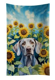 Weimaraner in Sunflowers Kitchen Towel Dish Cloths Guest Hand Towel Decorative Bathroom Towel for Face,Tea, Dishcloth, Kitchen and Bath