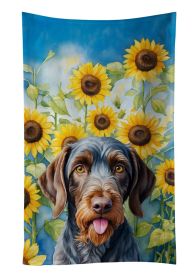 German Wirehaired Pointer in Sunflowers Kitchen Towel Dish Cloths Guest Hand Towel Decorative Bathroom Towel for Face,Tea, Dishcloth, Kitchen and Bath