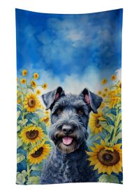 Kerry Blue Terrier in Sunflowers Kitchen Towel Dish Cloths Guest Hand Towel Decorative Bathroom Towel for Face,Tea, Dishcloth, Kitchen and Bath