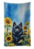 Schipperke in Sunflowers Kitchen Towel Dish Cloths Guest Hand Towel Decorative Bathroom Towel for Face,Tea, Dishcloth, Kitchen and Bath