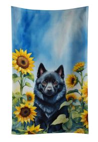 Schipperke in Sunflowers Kitchen Towel Dish Cloths Guest Hand Towel Decorative Bathroom Towel for Face,Tea, Dishcloth, Kitchen and Bath