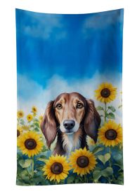 Saluki in Sunflowers Kitchen Towel Dish Cloths Guest Hand Towel Decorative Bathroom Towel for Face,Tea, Dishcloth, Kitchen and Bath