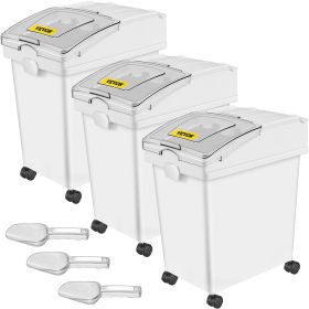 VEVOR Ingredient Bin, 5.2 Gallons Capacity Ingredient Storage Bin, 3 Pcs/Set, PP Material Flour Bins On Wheels, White Shelf Ingredient Bin with Scoop
