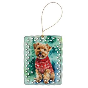 Norfolk Terrier Christmas Porcelain Ornament Christmas Tree Hanging Decorations for Home Christmas Holiday, Rectangle, Gift, Multicolor