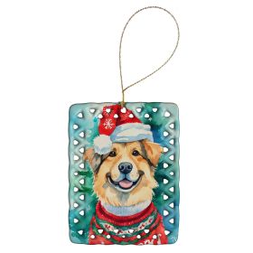Finnish Lapphund Christmas Porcelain Ornament Christmas Tree Hanging Decorations for Home Christmas Holiday, Rectangle, Gift, Multicolor