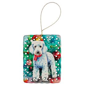 Bedlington Terrier Christmas Porcelain Ornament Christmas Tree Hanging Decorations for Home Christmas Holiday, Rectangle, Gift, Multicolor