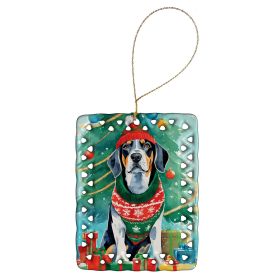 Bluetick Coonhound Christmas Porcelain Ornament Christmas Tree Hanging Decorations for Home Christmas Holiday, Rectangle, Gift, Multicolor