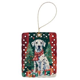 Dalmatian Christmas Porcelain Ornament Christmas Tree Hanging Decorations for Home Christmas Holiday, Rectangle, Gift, Multicolor