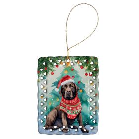 Chocolate Labrador Retriever Christmas Porcelain Ornament Christmas Tree Hanging Decorations for Home Christmas Holiday, Rectangle, Gift, Multico