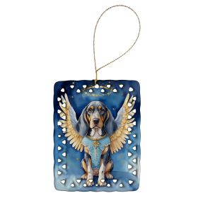 Bluetick Coonhound My Angel Porcelain Ornament Christmas Tree Hanging Decorations for Home Christmas Holiday, Rectangle, Gift, Multicolor