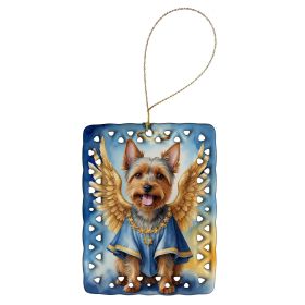 Australian Terrier My Angel Porcelain Ornament Christmas Tree Hanging Decorations for Home Christmas Holiday, Rectangle, Gift, Multicolor
