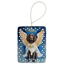 American Water Spaniel My Angel Porcelain Ornament Christmas Tree Hanging Decorations for Home Christmas Holiday, Rectangle, Gift, Multicolor