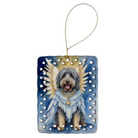 Bergamasco Sheepdog My Angel Porcelain Ornament Christmas Tree Hanging Decorations for Home Christmas Holiday, Rectangle, Gift, Multicolor