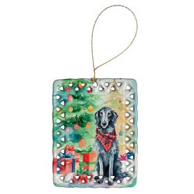 Scottish Deerhound Christmas Porcelain Ornament Christmas Tree Hanging Decorations for Home Christmas Holiday, Rectangle, Gift, Multicolor