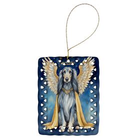 Afghan Hound My Angel Porcelain Ornament Christmas Tree Hanging Decorations for Home Christmas Holiday, Rectangle, Gift, Multicolor