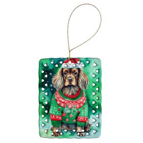 Sussex Spaniel Christmas Porcelain Ornament Christmas Tree Hanging Decorations for Home Christmas Holiday, Rectangle, Gift, Multicolor