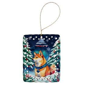 Shiba Inu Christmas Porcelain Ornament Christmas Tree Hanging Decorations for Home Christmas Holiday, Rectangle, Gift, Multicolor