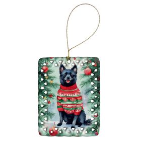 Schipperke Christmas Porcelain Ornament Christmas Tree Hanging Decorations for Home Christmas Holiday, Rectangle, Gift, Multicolor