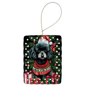 Poodle Christmas Porcelain Ornament Christmas Tree Hanging Decorations for Home Christmas Holiday, Rectangle, Gift, Multicolor