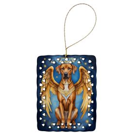 Rhodesian Ridgeback My Angel Porcelain Ornament Christmas Tree Hanging Decorations for Home Christmas Holiday, Rectangle, Gift, Multicolor