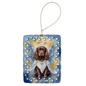 Sussex Spaniel My Angel Porcelain Ornament Christmas Tree Hanging Decorations for Home Christmas Holiday, Rectangle, Gift, Multicolor