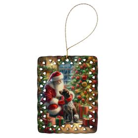 German Shorthaired Pointer and Santa Claus Porcelain Ornament Christmas Tree Hanging Decorations for Home Christmas Holiday, Rectangle, Gift