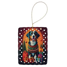 Appenzeller Sennenhund Holiday Christmas Porcelain Ornament Christmas Tree Hanging Decorations for Home Christmas Holiday, Rectangle, Gift, Multi