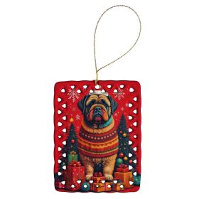 Bouvier des Flandres Holiday Christmas Porcelain Ornament Christmas Tree Hanging Decorations for Home Christmas Holiday, Rectangle, Gift, Multico
