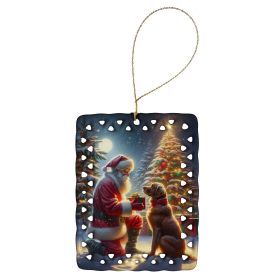 Chesapeake Bay Retriever and Santa Claus Porcelain Ornament Christmas Tree Hanging Decorations for Home Christmas Holiday, Rectangle, Gift, Multi