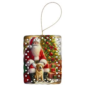 Labrador Retriever and Santa Claus Porcelain Ornament Christmas Tree Hanging Decorations for Home Christmas Holiday, Rectangle, Gift, Multicolor