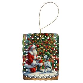 Dalmatian and Santa Claus Porcelain Ornament Christmas Tree Hanging Decorations for Home Christmas Holiday, Rectangle, Gift, Multicolor