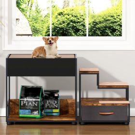 Pet Step Window Perch,Bunk Beds Window Perch for Dogs Bedside Lounge Elevated Dog Bed Multi-Level Platform with sponge, Non-Slip Pad and Storage,Vinta