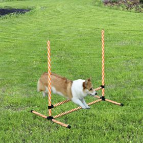6 Piece Dog Agility Training Equipment with Hurdle Bag and Whistle, Orange and White