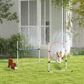 3pc Dog Agility Training Equipment Set with Spray Water Tube, White
