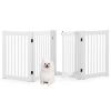 30 Inch Tall 4-Panel Freestanding Pet Gate Wooden Dog Fence