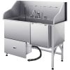61 Inch Dog Grooming Bath Tub Stainless Steel w Ramp Water Filter