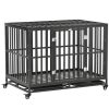 Heavy Duty Dog Crate Metal Pet Kennel Cage Foldable Pet House with Removable Tray and Double Doors for Small Medium Large Dogs Indoor Outdoor Use Port