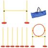 3PCs Portable Pet Agility Training Obstacle Set for Dogs w/ Adjustable Weave Pole, Jumping Ring, Adjustable High Jump