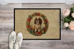 NEW English Toy Spaniel Christmas Flowers Doormat Front Door Mat Indoor Outdoor Rugs for Entryway, Non Slip Washable Low Pile, 18H X 27W