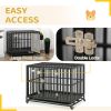 Heavy Duty Dog Crate Metal Pet Kennel Cage Foldable Pet House with Removable Tray and Double Doors for Small Medium Large Dogs Indoor Outdoor Use Port