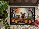 Norfolk Terrier Spooky Halloween Doormat Front Door Mat Indoor Outdoor Rugs for Entryway, Non Slip Washable Low Pile, 18H X 27W