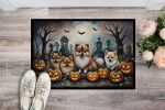NEW Pomeranian Spooky Halloween Doormat Front Door Mat Indoor Outdoor Rugs for Entryway, Non Slip Washable Low Pile, 18H X 27W