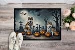 NEW Akita Spooky Halloween Doormat Front Door Mat Indoor Outdoor Rugs for Entryway, Non Slip Washable Low Pile, 18H X 27W