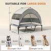 PawHut Elevated Dog Bed with Removable Canopy, Portable Outside Raised Pet Cot with Cooling Pad, Storage Bag, 42" x 30" x 37"
