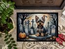 NEW Yorkshire Terrier Spooky Halloween Doormat Front Door Mat Indoor Outdoor Rugs for Entryway, Non Slip Washable Low Pile, 18H X 27W