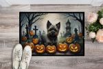 NEW Cairn Terrier Spooky Halloween Doormat Front Door Mat Indoor Outdoor Rugs for Entryway, Non Slip Washable Low Pile, 18H X 27W